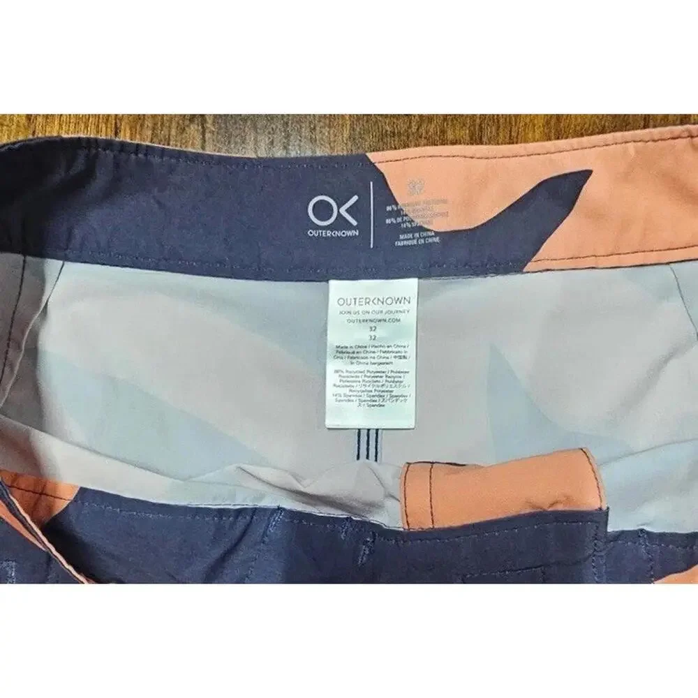 Outerknown Board Shorts Mens 32 Blue Peach Floral Print Swim Trunks‎ Shorts